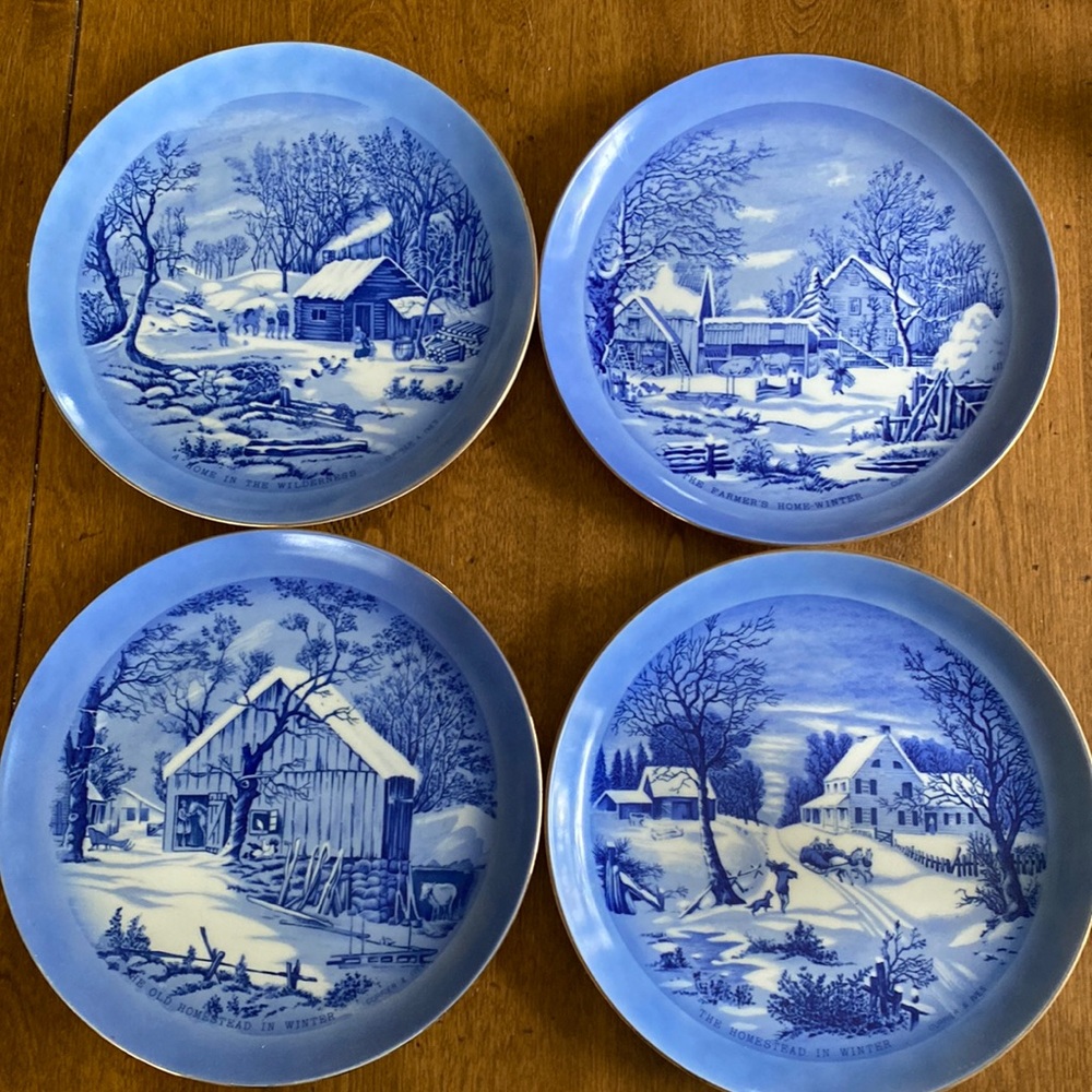 Currier & Ives 4 Collector Plates - winter ❄️